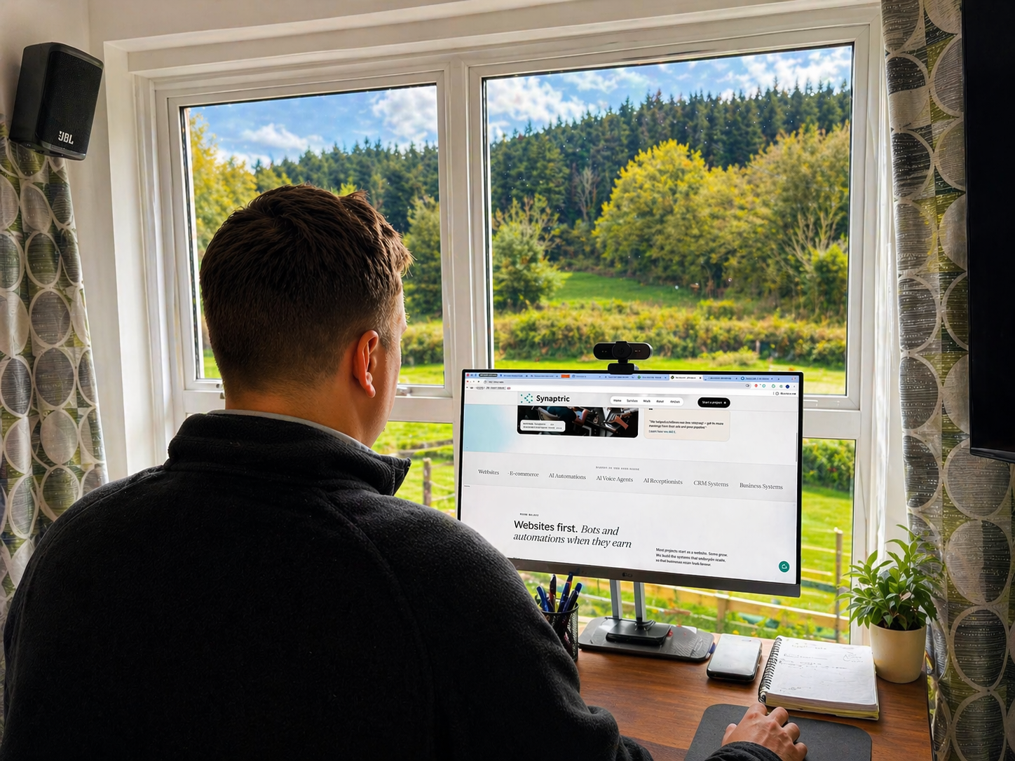Synaptric founder working from a home studio overlooking Dartmoor